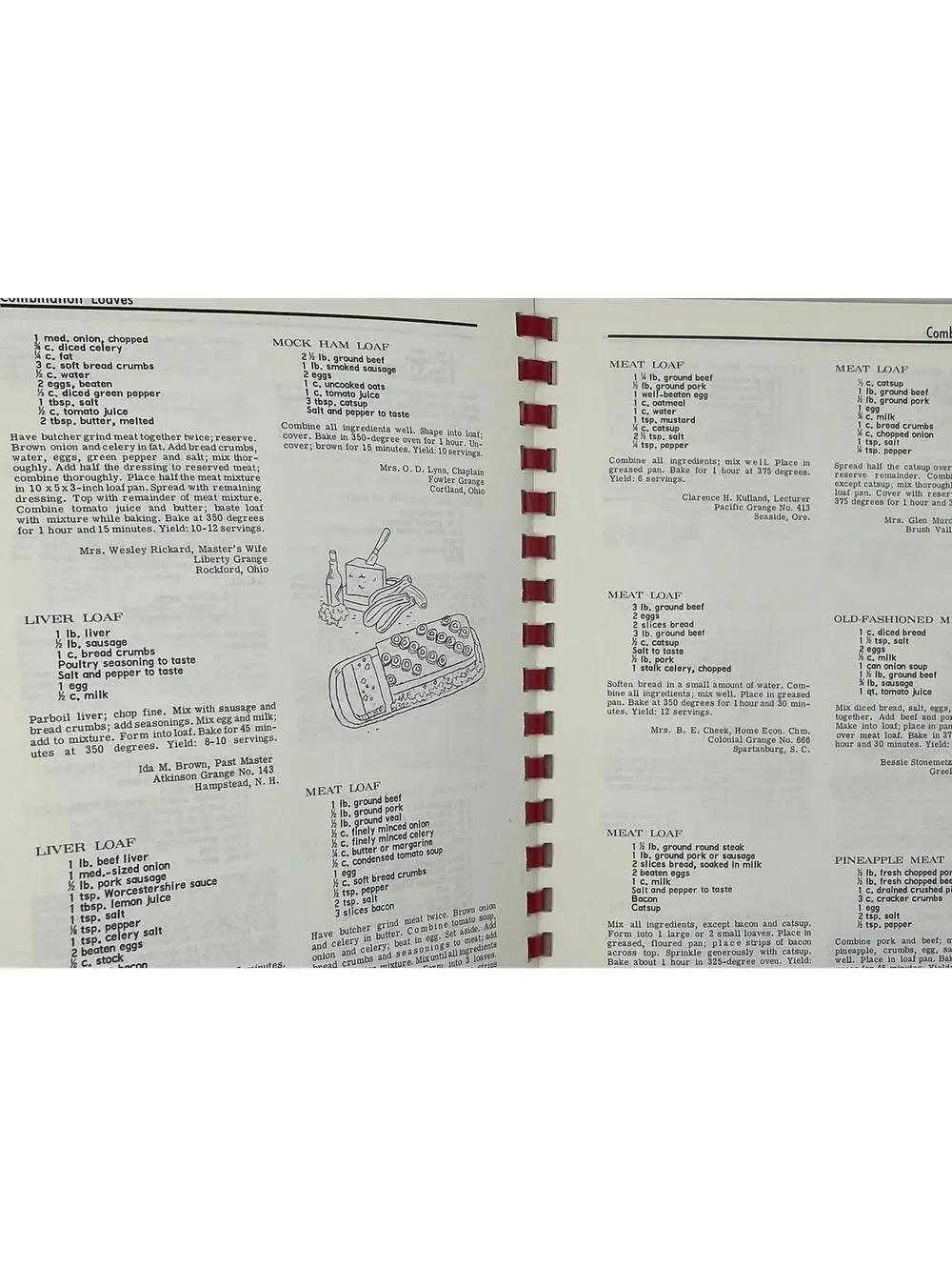 Vintage 1968 Grange Cookbook: Meats, Seafood, Local Recipes